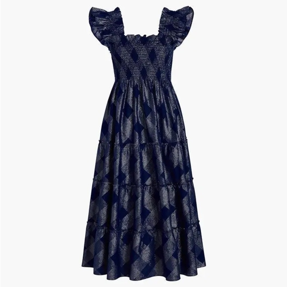 Hill House Home Ellie Nap Dress in Navy Glitter Check